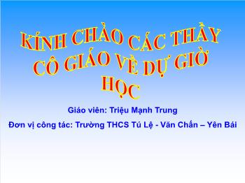 Bài giảng Đại số 9 - Bài 2: Hàm số bậc nhất - Trường THCS Tú Lệ - Văn Chấn – Yên Bái