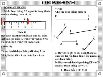 Bài giảng Hình học 6 - Bài dạy 7: Độ dài đoạn thẳng