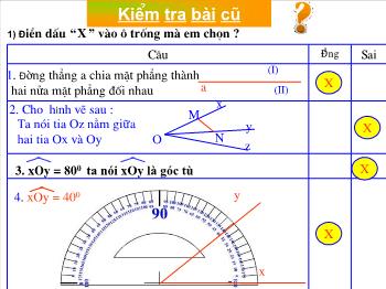 Bài giảng Hình học 6 - Bài: Vẽ góc cho biết số đo