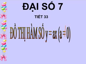 Bài giảng môn Đại số 7 - Tiết 33: Đồ thị hàm số y = ax (a khác 0)