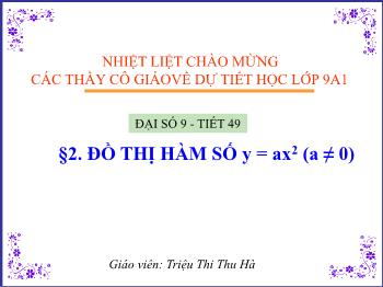 Bài giảng môn Đại số 9 - Bài 2: Đồ thị hàm số y = ax2 (a ≠ 0) - Triệu Thi Thu Hà
