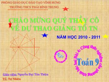 Bài giảng môn Đại số 9 - Năm 2010 - 2011 - Tiết 52: Công thức nghiệm của phương trình bậc hai