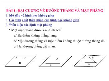 Bài giảng môn Hình học 11 - Bài 1: Đại cương về đường thẳng và mặt phẳng