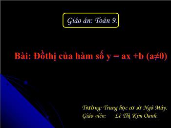 Bài giảng môn học Đại số lớp 9 - Bài: Đồ thị của hàm số y = ax + b (a ≠ 0)