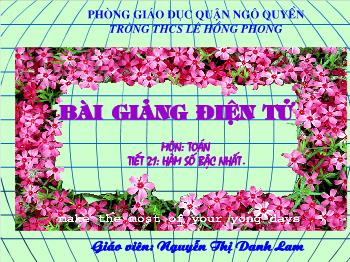 Bài giảng môn học Đại số lớp 9 - Tiết 21: Hàm số bậc nhất - Nguyễn Thị Danh Lam