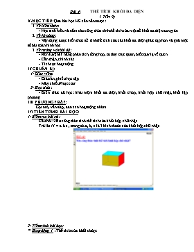 Bài giảng môn Toán 10 - Bài 4: Thể tích khối đa diện