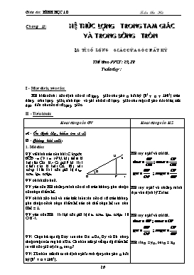 Bài giảng Toán học khối 10 - Chương II: Hệ thức lượng trong tam giác và trong đường tròn