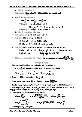 Đại số và giải tích 11 nâng cao - Giới hạn của dãy số, hàm số - Chương IV