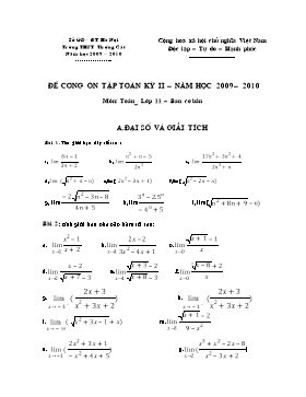 Đề cơng ôn tập toán kỳ II – Năm học 2009 – 2010 môn: Toán lớp 11