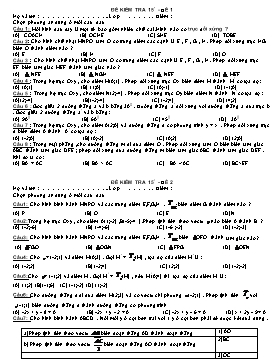 Đề kiểm tra 15 phút - Đề 1, 2 môn Toán