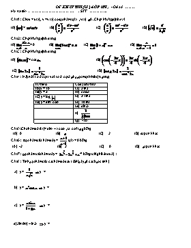 Đề kiểm tra (15 phút) - Lớp 12 môn Toán