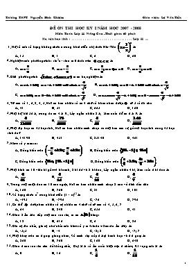 Đề ôn thi học kỳ I năm học 2007 - 2008 môn Toán lớp 11 (nâng cao)