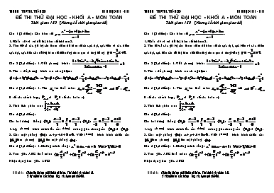 Đề thi thử Đại học - Khối A - Môn Toán học