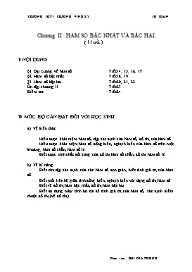 Giáo án Đại số 10 - Chương II: Hàm số bậc nhất và bậc hai