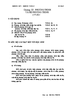 Giáo án Đại số 10 - Chương III: Phương trình và hệ phương trình