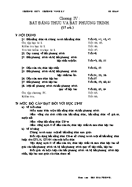 Giáo án Đại số 10 - Chương IV: Bất đẳng thức và bất phương trình