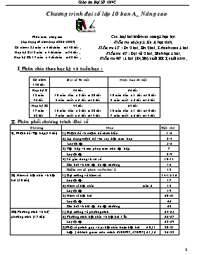 Giáo án môn học Đại Số lớp 10 (nâng cao)