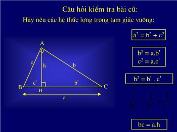 Giáo án môn Toán học 10 - Bài 4: Các hệ thức lượng trong tam giác