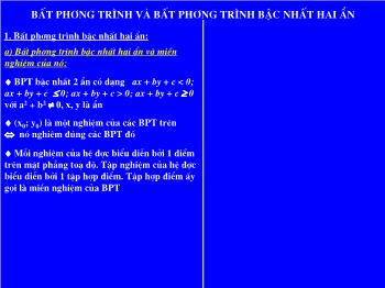 Giáo án môn Toán học 10 - Bất phương trình và bất phương trình bậc nhất hai ẩn