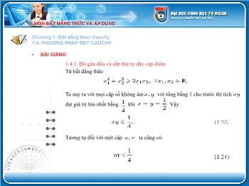 Giáo án môn Toán học 10 - Chương 1: Bất đẳng thức cauchy - Phương pháp bất đẳng thức cauchy