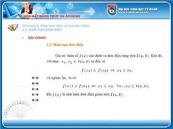 Giáo án môn Toán học 10 - Chương 2: Hàm đơn điệu và tựa đơn điệu - Hàm tựa đơn điệu