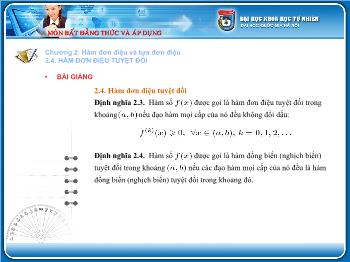 Giáo án môn Toán học 10 - Chương 2: Hàm đơn điệu và tựa đơn điệu - Hàm đơn điệu tuyệt đối