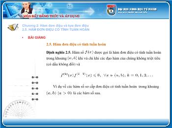 Giáo án môn Toán học 10 - Chương 2: Hàm đơn điệu và tựa đơn điệu - Hàm đơn điệu có tính tuần hoàn