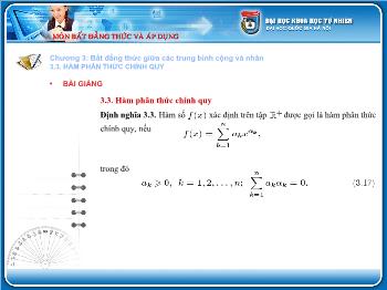 Giáo án môn Toán học 10 - Chương 3: Bất đẳng thức giữa các trung bình cộng và nhân - Hàm phân thức chính quy