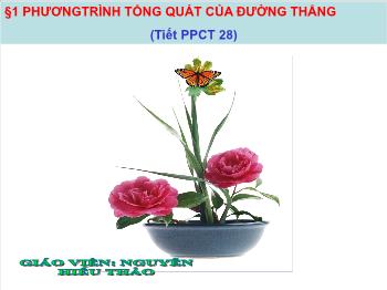 Giáo án môn Toán học 10 - Tiết 28: Phương trình tổng quát của đường thẳng