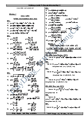 Hệ thống câu hỏi Chuyên đề Hàm số lớp 12