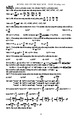 Hương dẫn ôn thi học kì II – Môn Toán 10 (nâng cao)