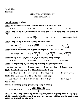 Kiểm tra chương III - Đại số lớp 11