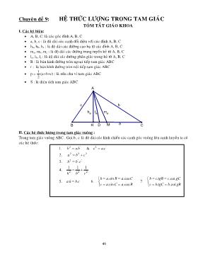 Toán 10 - Chuyên đề 9: Hệ thức lượng trong tam giác