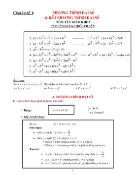 Toán 10 - Phương trình đại số và bất phương trình đại số