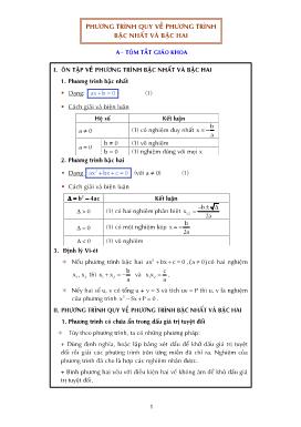 Toán 10 - Phương trình quy về phương trình bậc nhất và bậc hai