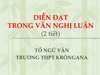 Bài giảng Ngữ văn 12 - Diễn đạt trong văn nghị luận tổ ngữ văn - Trường THPT Krôngana