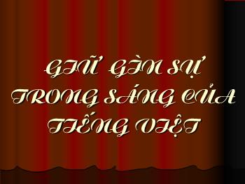 Bài giảng Ngữ văn 12 - Tiết dạy: Giữ gìn sự trong sáng của Tiếng Việt