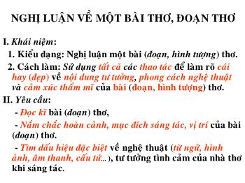 Bài giảng Ngữ văn 12 - Tiết học: Nghị luận về một bài thơ, đoạn thơ