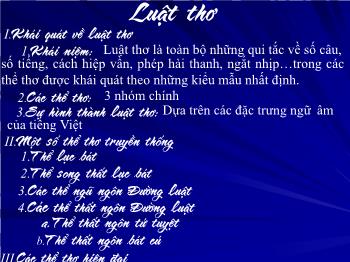 Bài giảng Ngữ văn khối 12 - Bài: Luật thơ