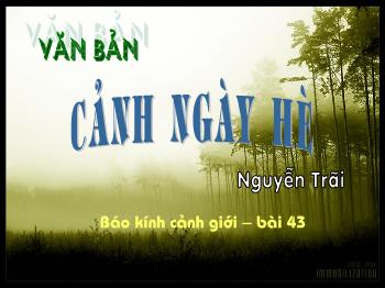 Bài giảng môn học Ngữ văn 10 - Văn bản: Cảnh ngày hè