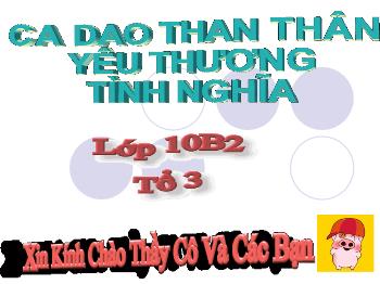 Bài giảng môn học Ngữ văn khối 10 - Tiết học: Ca dao than thân, yêu thương tình nghĩa - Nguyễn Kim Anh