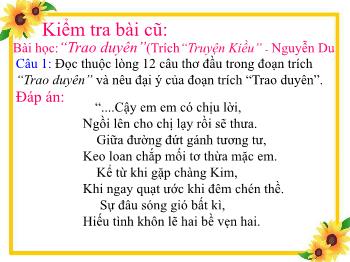 Bài giảng môn Ngữ văn 10 - TIết 112, 113: Đọc văn Nỗi thương mình (trích “truyện Kiều”)