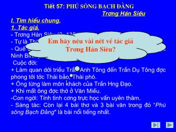 Bài giảng môn Ngữ văn 10 - Tiết học số 57: Phú sông Bạch Đằng