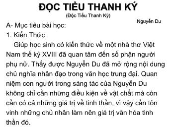 Bài giảng Ngữ văn 10 - Đọc tiểu thanh ký (độc tiểu thanh ký) Nguyễn Du