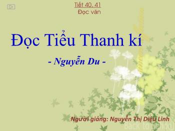Bài giảng Ngữ văn 10 - Tiết 40, 41: Đọc Tiểu Thanh kí, Nguyễn Du