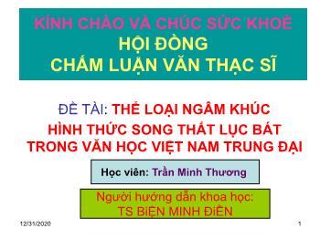 Đề tài Thể loại ngâm khúc hình thức song thất lục bát trong văn học Việt Nam trung đại