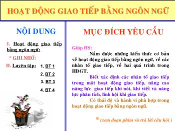 Tiết: Hoạt động giao tiếp bằng ngôn ngữ