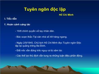 Bài giảng Ngữ văn 12 - Tiết dạy: Tuyên ngôn độc lập tác giả Hồ Chí Minh