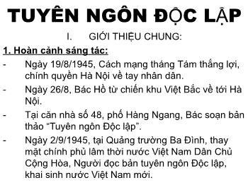 Bài giảng Ngữ văn khối lớp 12 - Tiết học: Tuyên ngôn độc lập