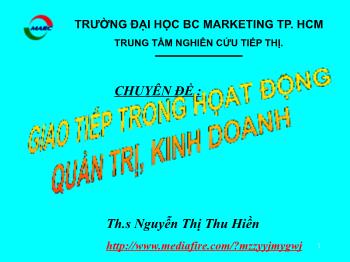 Chuyên đề Giao tiếp trong họat động quản trị, kinh doanh